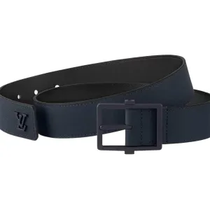 Louis Vuitton Men's Aerogram Belt In Blue Calfskin With Blue/Black/Silver Hardware 35mm