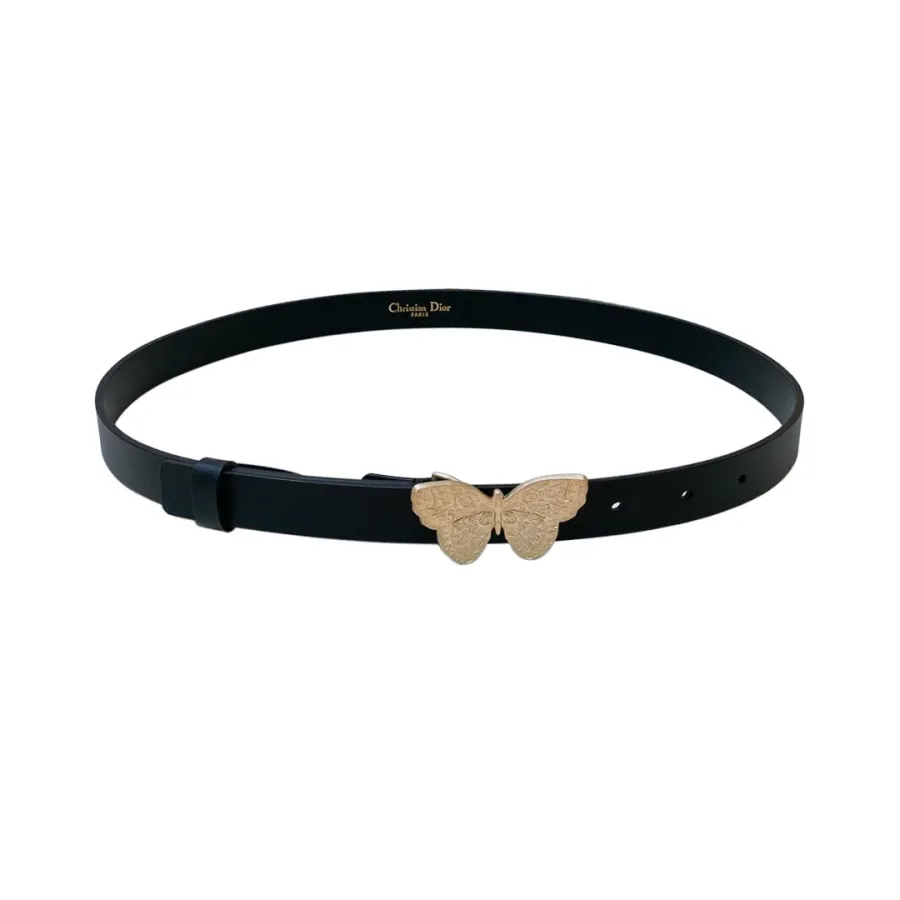 Dior Women' s Butterfly Buckle Belt In Black/White/Blue/Brown Calfskin With Gold/Silver Hardware 20mm