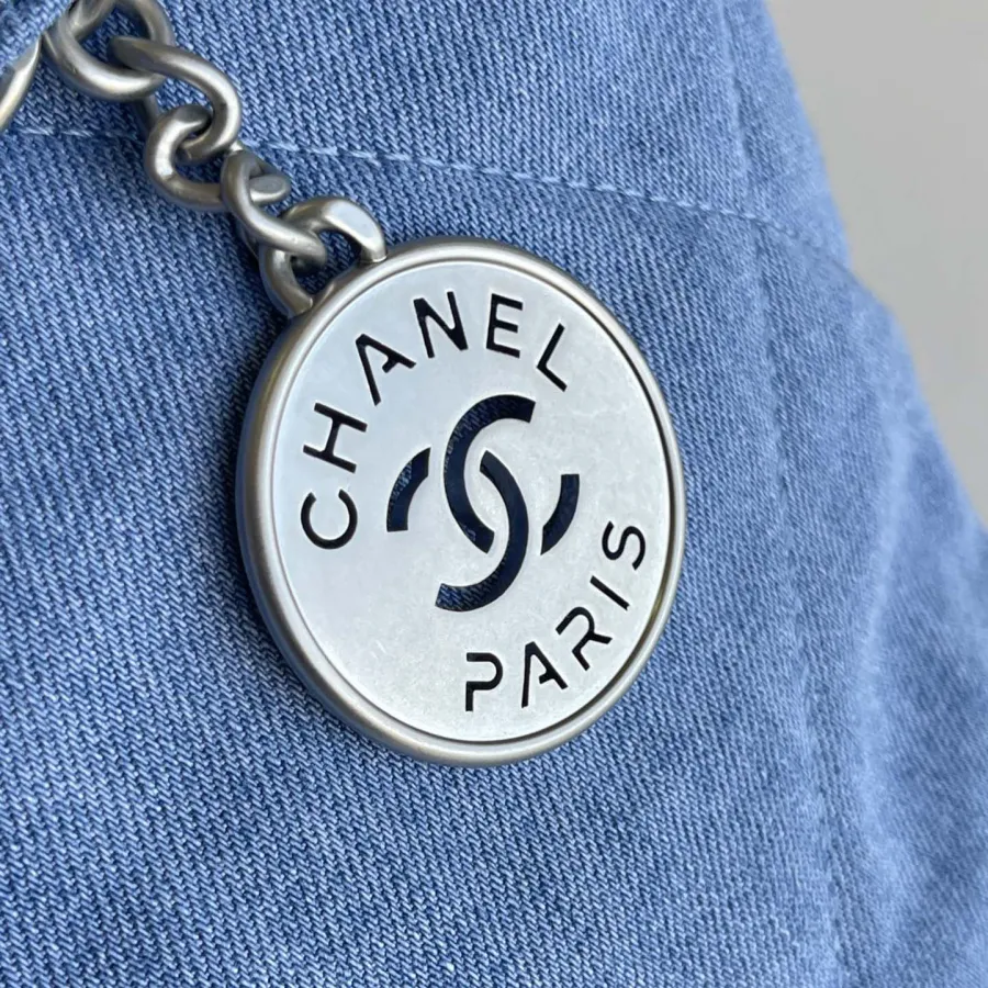 Chanel 22bags Denim Light Blue / Light Pink Shoulder Bags