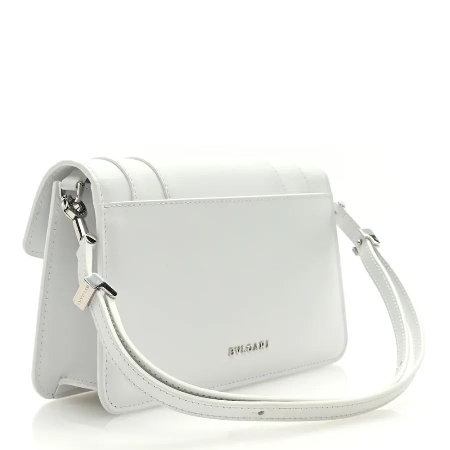 Bvlgari Medium Serpenti Forever East West Shoulder Bag Opal Grey Calfskin Leather Silver Hardware