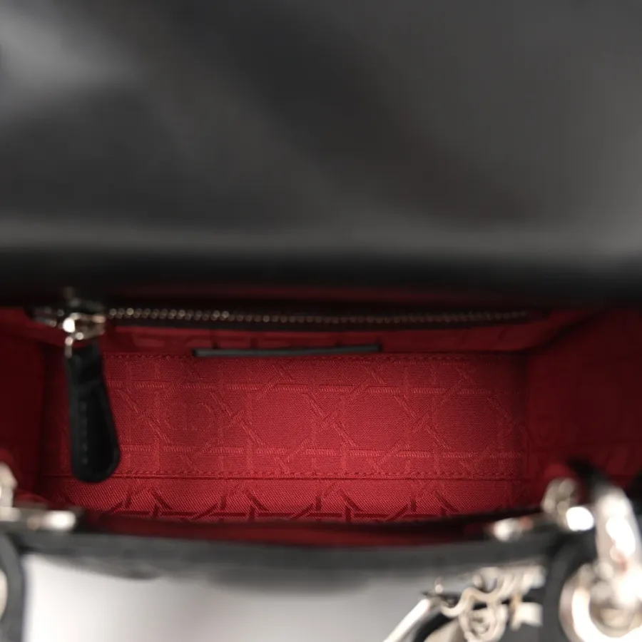 Dior Mini Lady Dior Black Cannage Lambskin Leather Light Gold Hardware