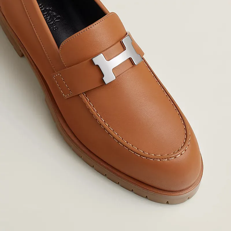 HERMES Faubourg Brown Loafers
