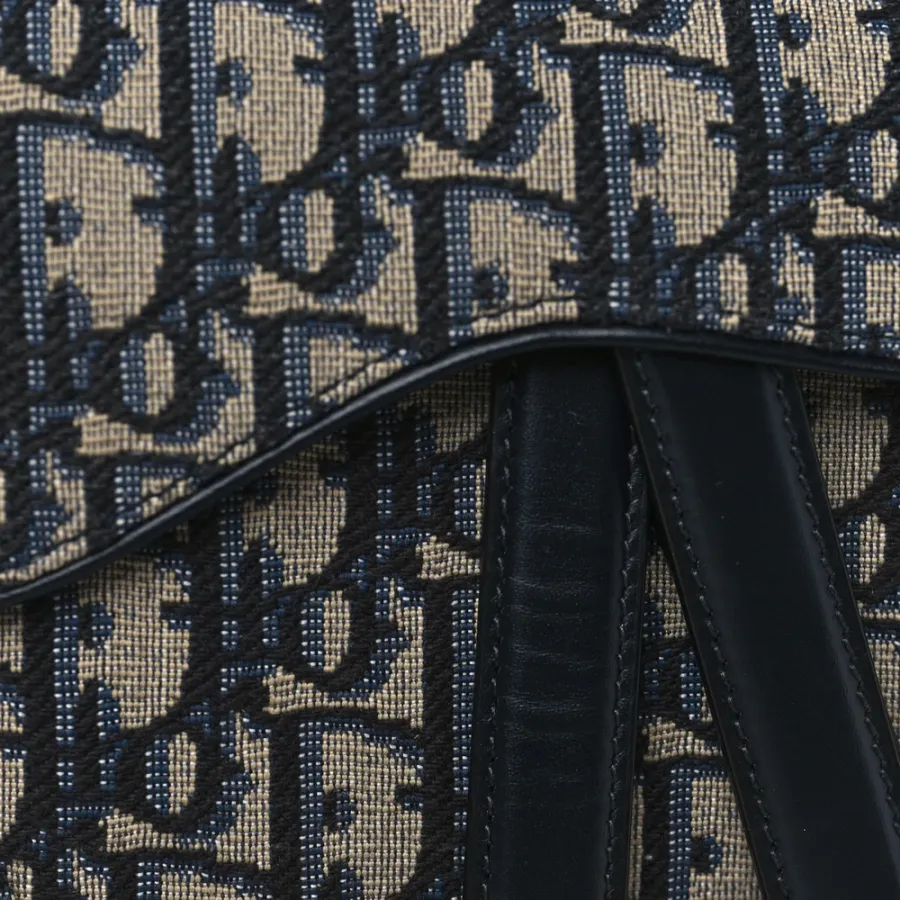 Dior Mini Saddle Bag With Strap Blue Oblique Canvas Brass Hardware