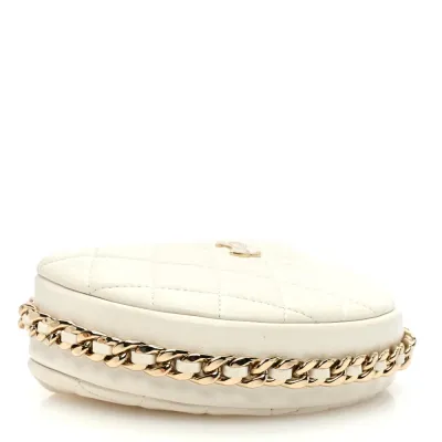 Chanel Chain Around Pouch Small White Quilted Lambskin Leather Light Gold Hardware