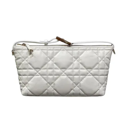 Dior Small D-Journey Bag in White Macrocannage Lambskin Gold Hardware