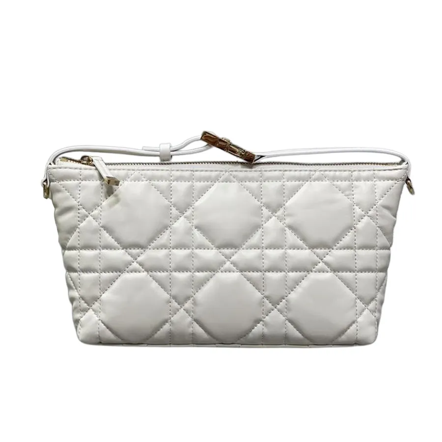 Dior Small D-Journey Bag in White Macrocannage Lambskin Gold Hardware