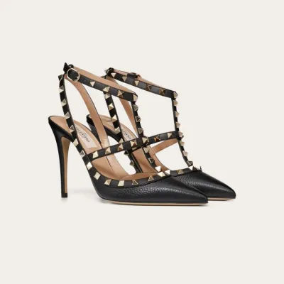 VALENTINO Peeled calf leather fastened rivet heels (heel height 10cm)