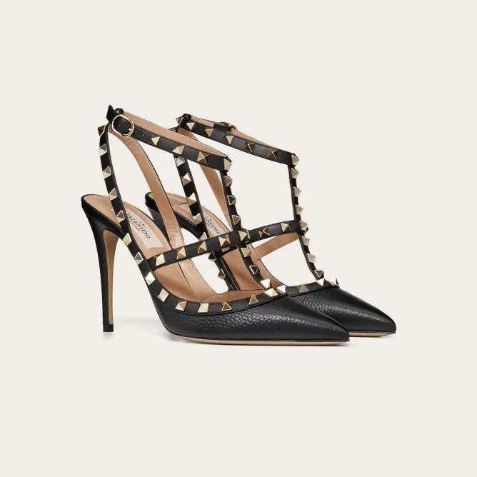 VALENTINO Peeled calf leather fastened rivet heels (heel height 10cm)