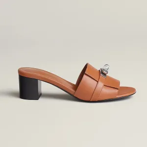 HERMES Gigi High Heels Sandal High-heeled slippers Brown Slippers