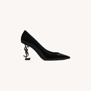 Yves Saint Laurent Black patent-leather and chrome-clad heels