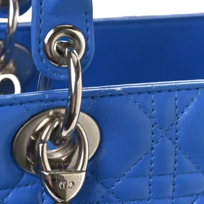 Dior Medium Lady Dior Bag Horizon Blue Cannage Lambskin Leather Silver Hardware