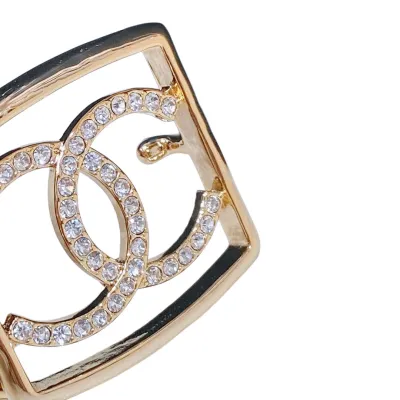 Chanel 24S Women's CC Crystal Square Buckle Belt In Brown/Arrowroot/Black/Blue Calfskin With Gold Hardware 30mm