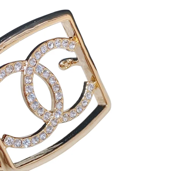 Chanel 24S Women's CC Crystal Square Buckle Belt In Brown/Arrowroot/Black/Blue Calfskin With Gold Hardware 30mm - Image 3