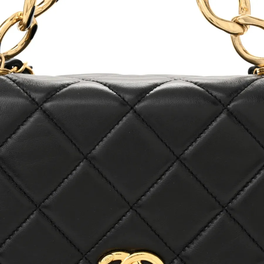 Chanel Color Match Flap Small Black Quilted Lambskin Leather Gold Hardware