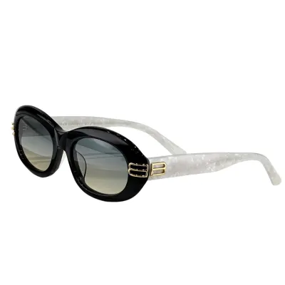 Balenciaga Oval glasses black gold/leopard/burgundy/pink/white/black white/black silver color Size 54口20-140