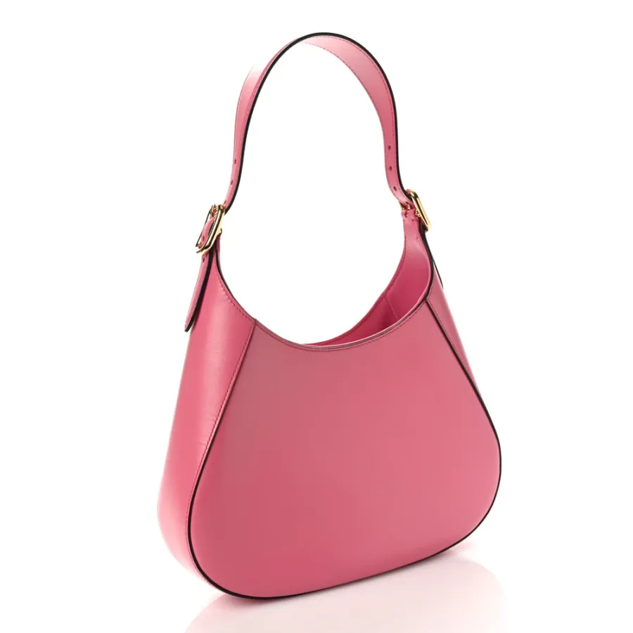 Prada Medium Shoulder Bag Black/Pink Box Calfskin Leather Gold Hardware