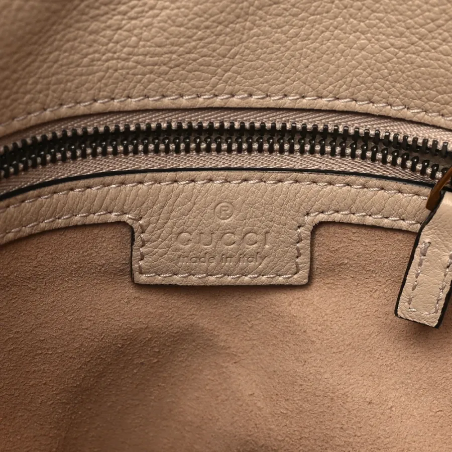 Gucci Small Diana Shoulder Bag Light Beige Textured Dollar Calfskin Leather Aged Gold Hardware