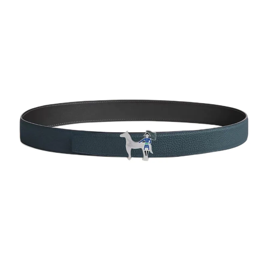 Hermès Women' s Artificier Buckle Reversible Belt In Black/Brown/Etoupe/Coffee/Blue Calfskin With Silver Hardware 32mm