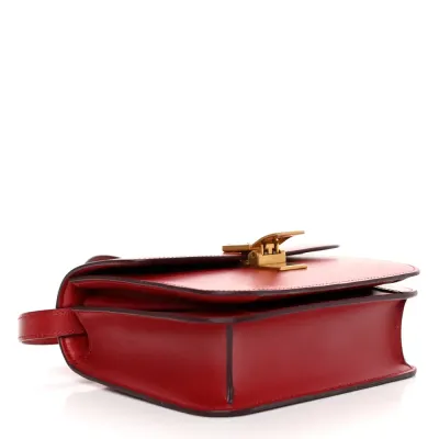 Celine Small Teen Classic Box Flap Bag Red Box Calfskin Leather Gold Hardware