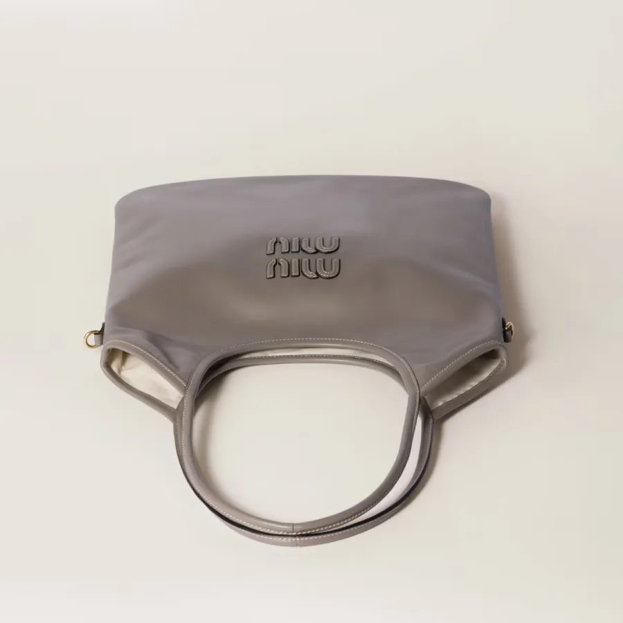 Miu Miu IVY Calfskin Leather Hobo Grey Tote Bags