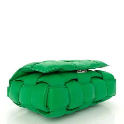 Bottega Veneta Maxi Intreccio Padded Cassette Crossbody Bag Parakeet Nappa Leather Silver Hardware