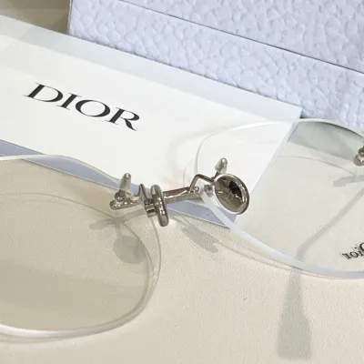 DIOR round silver frame glasses transparent lens Size 56口16-145