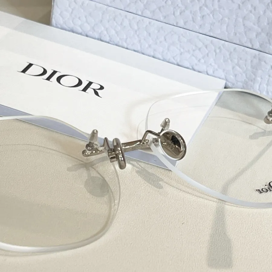 DIOR round silver frame glasses transparent lens Size 56口16-145