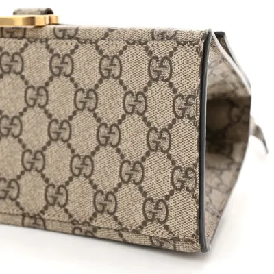Balenciaga Small Hourglass Top Handle Bag Beige/Ebony GG Supreme Monogram x Gucci Gold Hardware