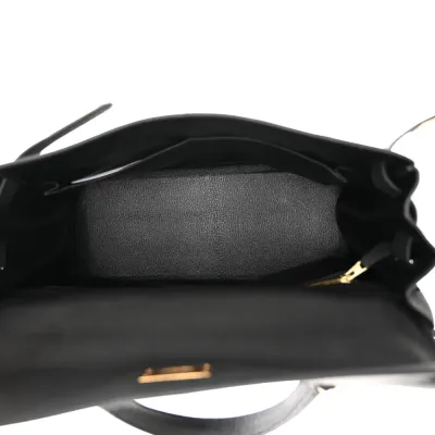 Hermès Kelly Retourne 32 Black Togo Leather Gold Hardware
