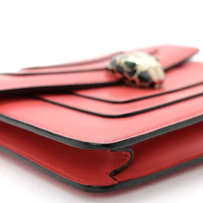 Bvlgari Mini Serpenti Forever Crossbody Bag Red Calfskin Leather Gold Hardware