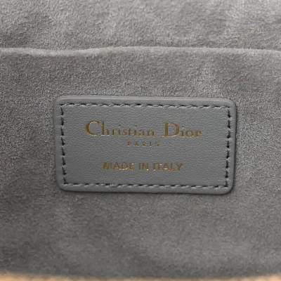 Dior Small DiorTravel Vanity Case Grey Cannage Lambskin Leather Gold Hardware