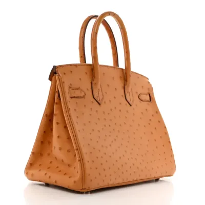 Hermès Birkin 30 Cognac Ostrich Leather Palladium Hardware
