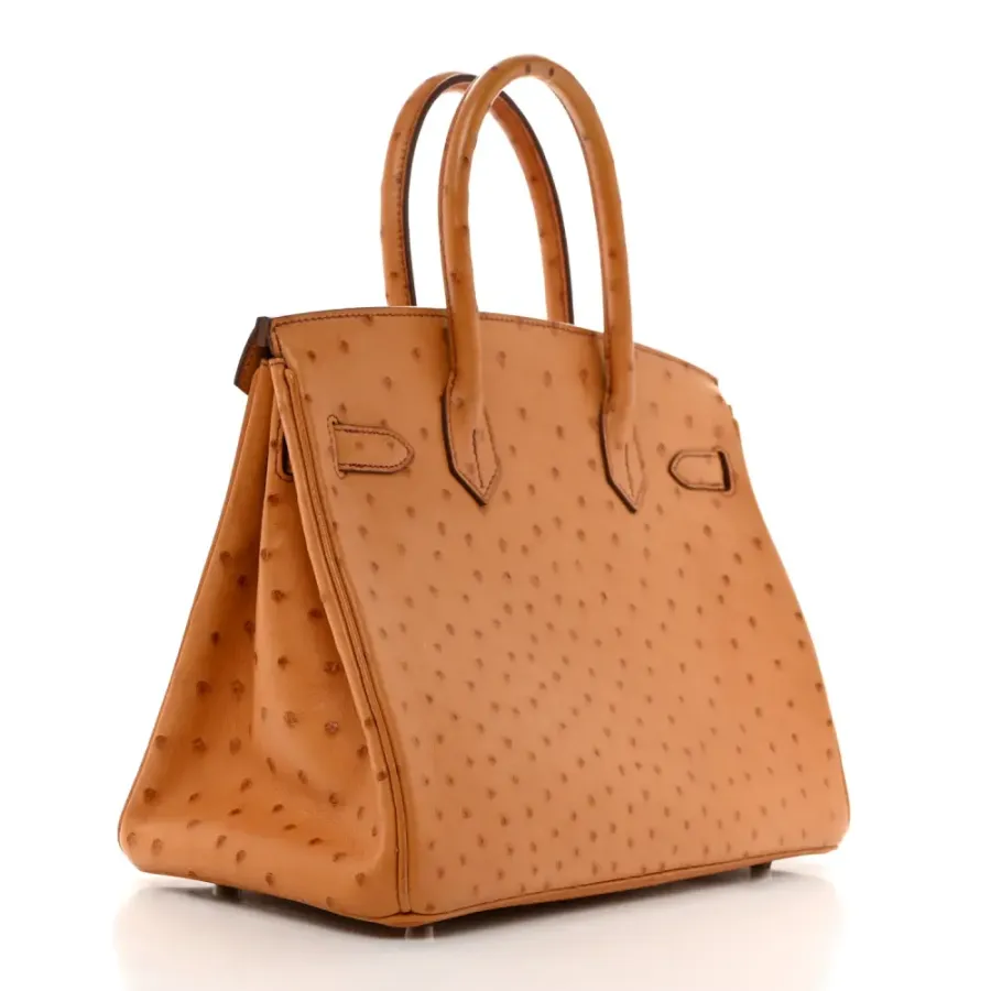 Hermès Birkin 30 Cognac Ostrich Leather Palladium Hardware