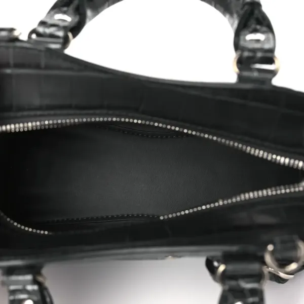 Balenciaga Mini Neo Classic City Bag Dark Grey Crocodile Embossed Calfskin Leather Silver Hardware - Image 8