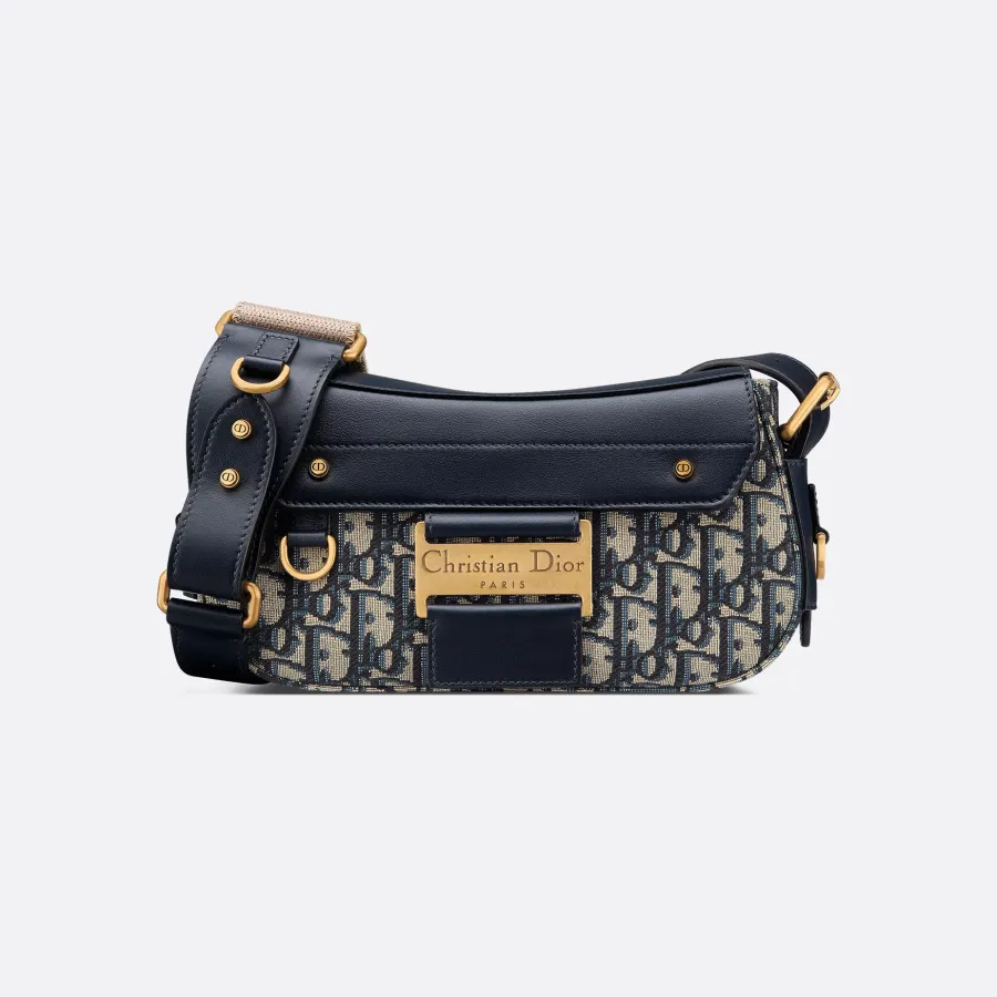 Dior Small Streetchic Bag In Blue Dior Oblique Jacquard and Smooth Calfskin With Gold Hardware