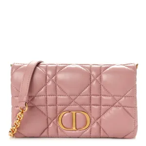 Dior Mini Caro Bag Rose Des Vents Macrocannage Calfskin Leather Gold Hardware