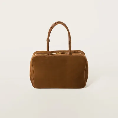 Miu Miu Beau Suede Leather Brown Top-Handle Bags