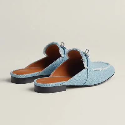 HERMES Oz Mule Blue Slippers