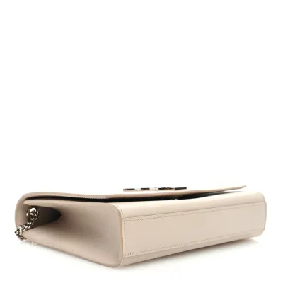 Saint Laurent Medium Kate Satchel Nude Powder Monogram Grain De Poudre Leather Silver Hardware