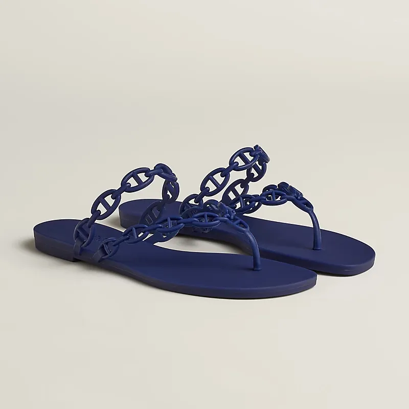 HERMES Island Blue Slippers