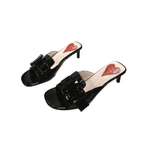 Roger Vivier Viv' Canard Mules Sandals In Black Patent Leather With Lacquered Metal Buckle (Heel Height 5.5cm)