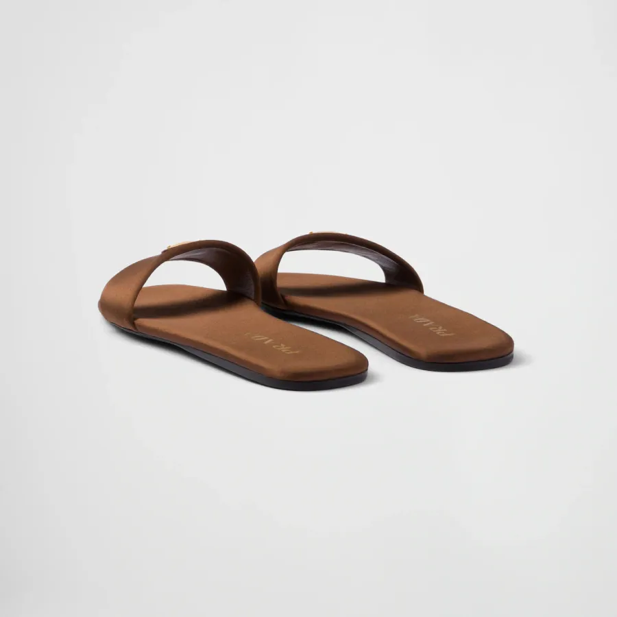 PRADA Tobacco satin slippers