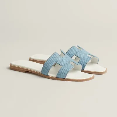 HERMES Oran Blue Slippers