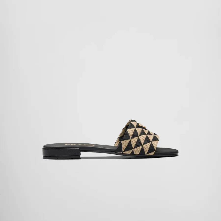 PRADA Triangular printed fabric slippers