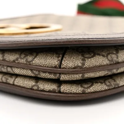 Gucci Medium Blondie Top Handle Shoulder Flap Bag Beige / Ebony / New Acero GG Supreme Monogram Canvas & Textured Dollar Calfskin Leather Brass Hardware