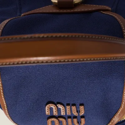Miu Miu Blue Canvas and Leather Backpacks