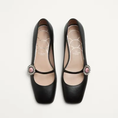 VALENTINO Sheepskin Mary Jane Ballet Flats (heel 2 cm high)