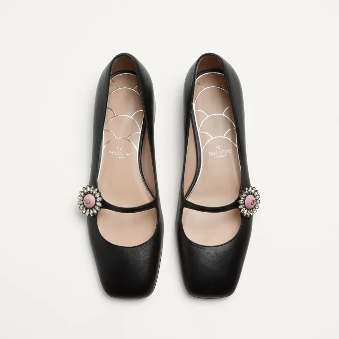 VALENTINO Sheepskin Mary Jane Ballet Flats (heel 2 cm high)