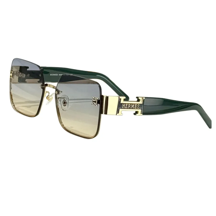 Hermès square frame glasses burgundy/green/teal/black gold/black/leopard brown/purple gold/rosy brown/leopard color Size 53口20-142