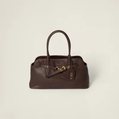 Miu Miu Aventure Nappa Calfskin Leather Brown Top-Handle Bags